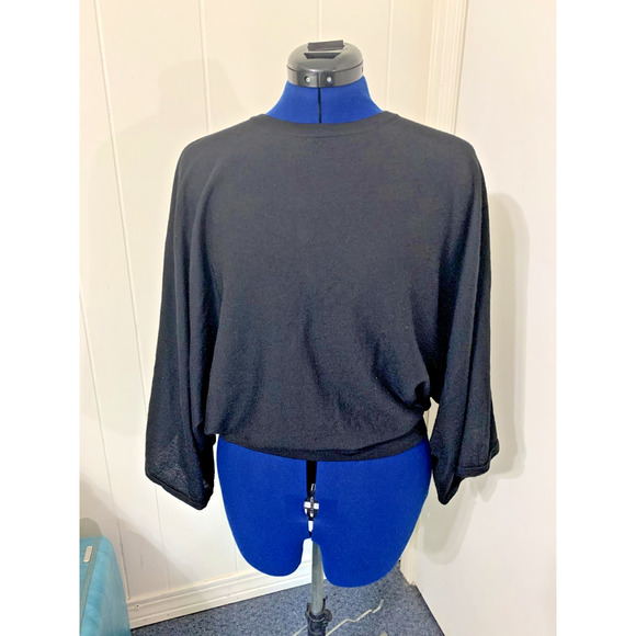 BCBG MaxAzria Sweater Oversized Boxy Women's XS Black 100% Merino Wool - Picture 1 of 12